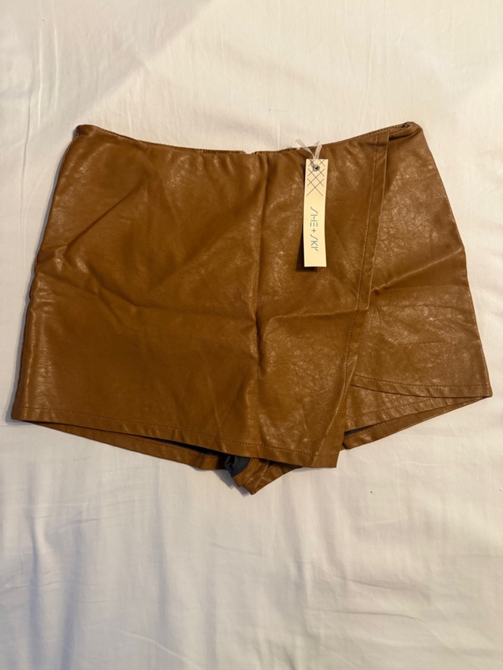 She + Sky Tan Faux Leather Skort *NWT*